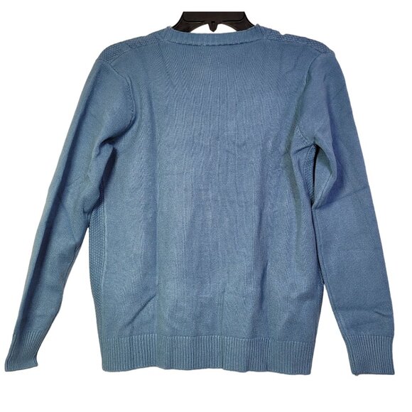 Women's Cable Knit Button-Up Cardigan Sweater In Blue Size Small New - Picture 2 of 8